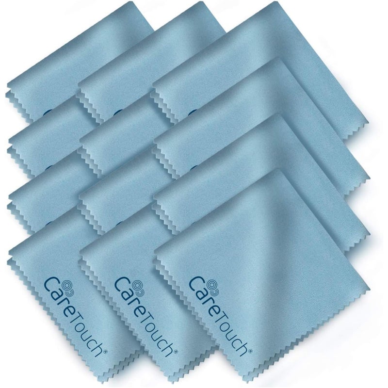 Care Touch Care Touch Eyeglass Cleaning Cloth  12 Pack of Microfiber Cleaning Cloth for Glasses Lenses Phones and Screens  Large LintFree Reusable and ScratchFree  6 x 7 Inches  Blue