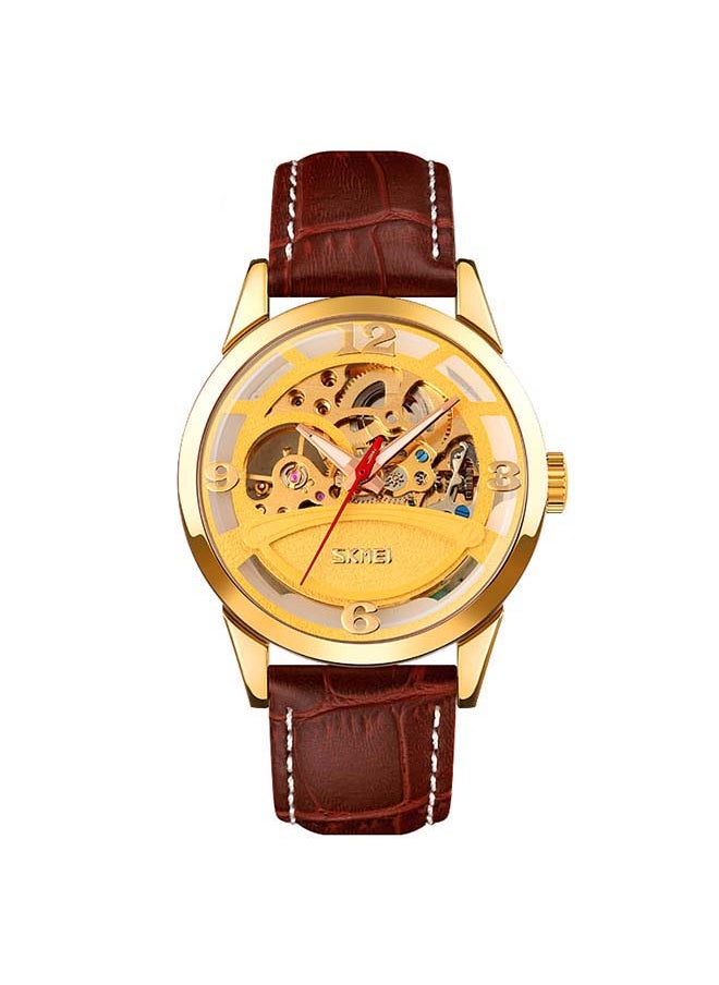 SKMEI Men's 9226  Luxury Gold Relogio Custom Logo Leather Band Automatic Watch  - Image 1