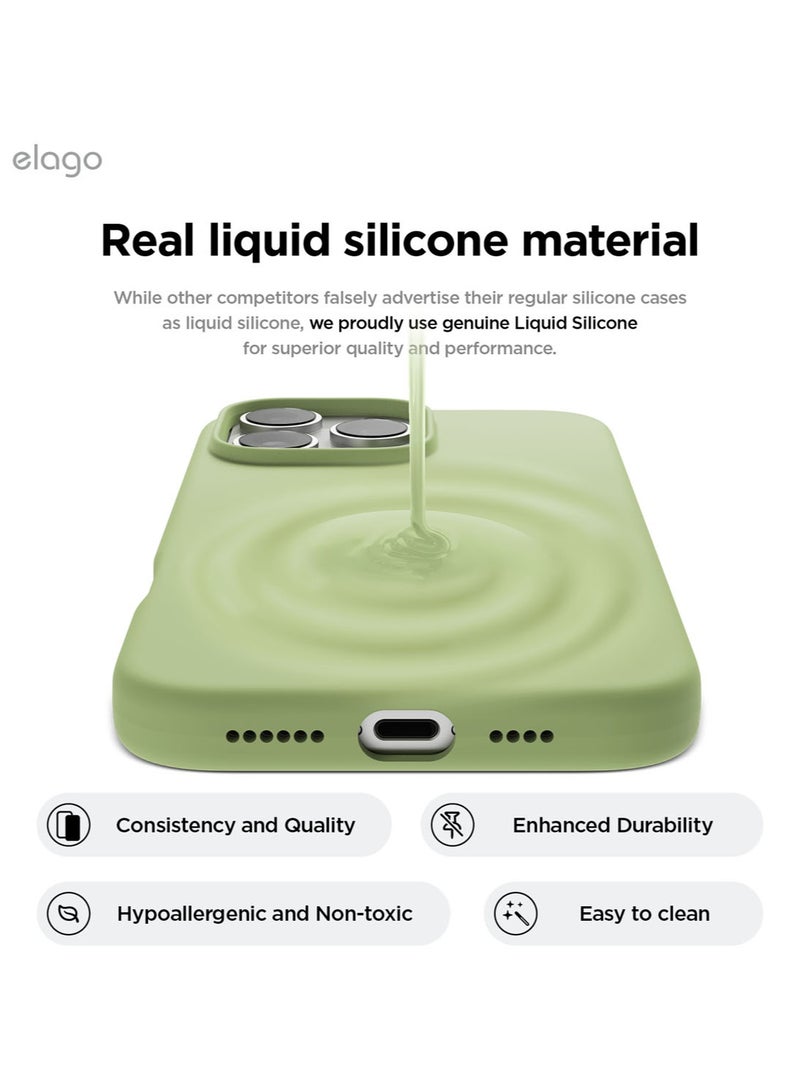 Elago Liquid Silicone for iPhone 16 Pro MAX Case Cover Full Body Protection, Shockproof, Slim, Anti-Scratch Soft Microfiber Lining - Pastel Green - Image 3