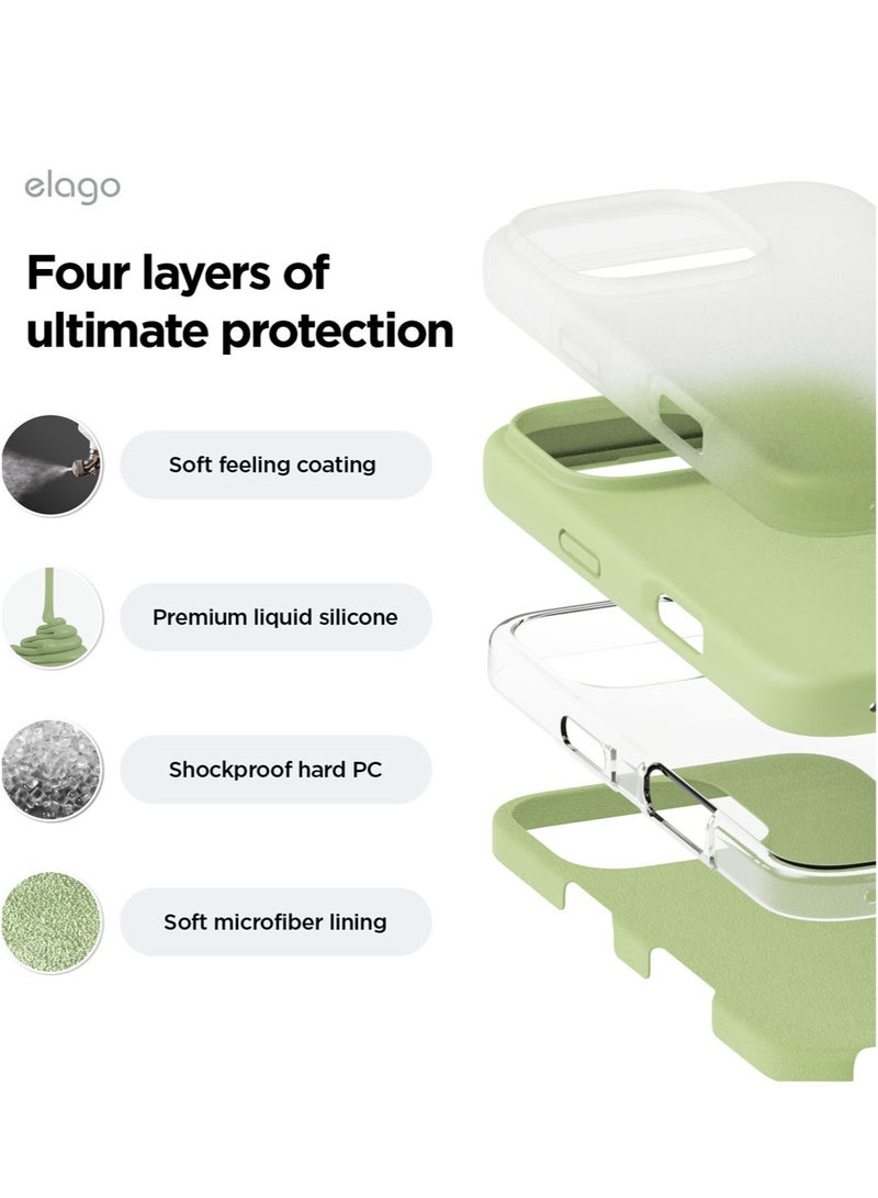Elago Liquid Silicone for iPhone 16 Pro MAX Case Cover Full Body Protection, Shockproof, Slim, Anti-Scratch Soft Microfiber Lining - Pastel Green - Image 4