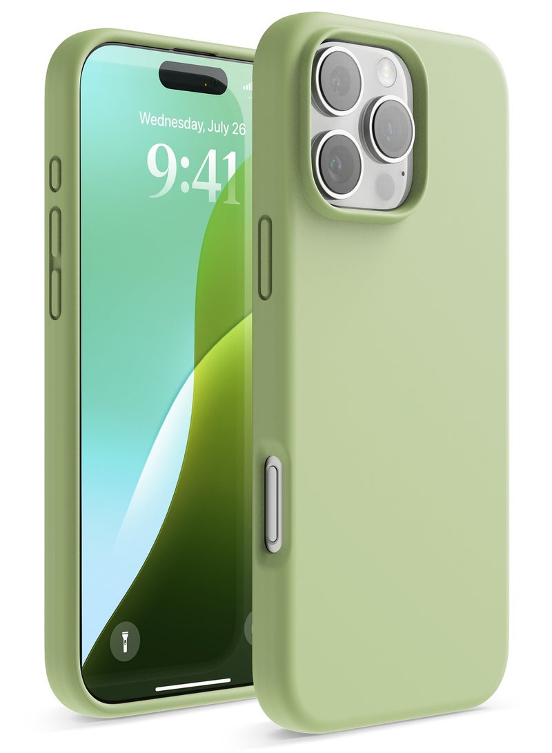 Elago Liquid Silicone for iPhone 16 Pro MAX Case Cover Full Body Protection, Shockproof, Slim, Anti-Scratch Soft Microfiber Lining - Pastel Green - Image 1