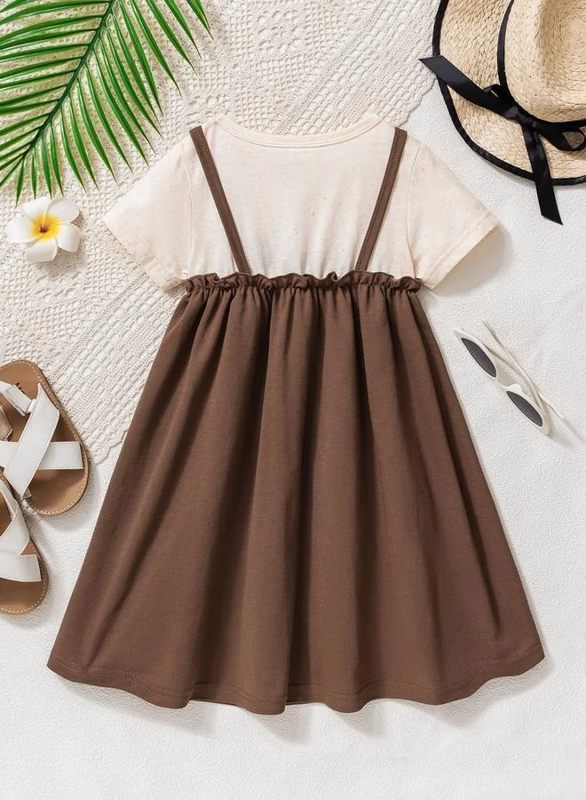 تايك تو فستان بحمالات وتفاصيل كشكش سادة