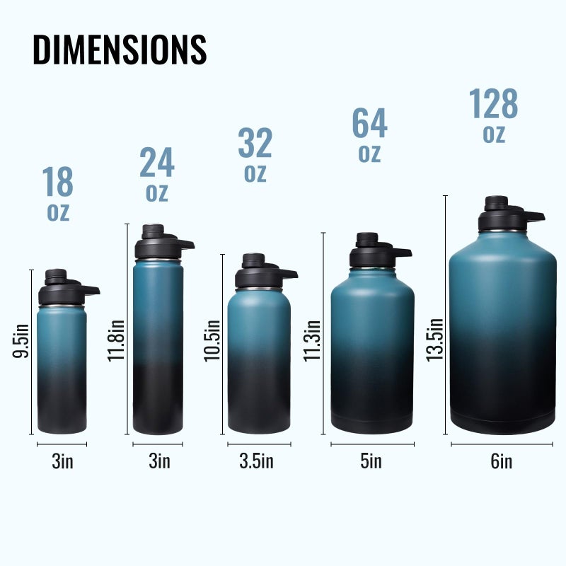 Fijinhom 32 oz Insulated Water Bottle with Handle, 304 Stainless Steel Water Bottles with Wide Mouth, Double Wall Vacuum Sports Water Bottle, BPA Free, Keep Cold and Hot, Blue&Black - Image 5