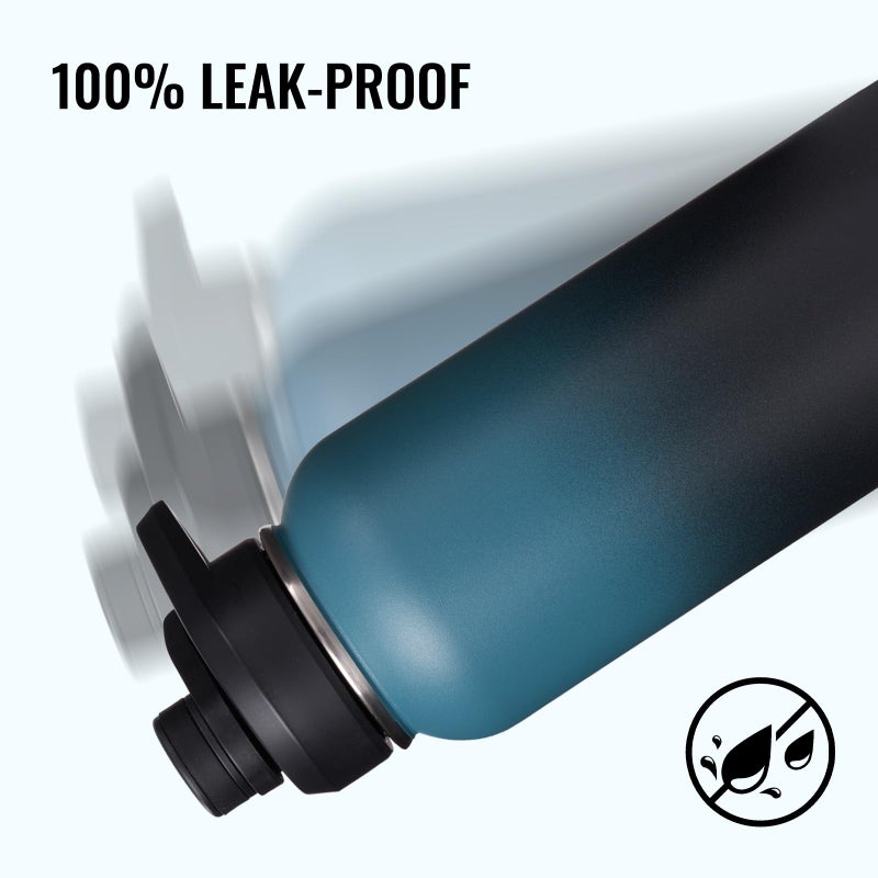 Fijinhom 32 oz Insulated Water Bottle with Handle, 304 Stainless Steel Water Bottles with Wide Mouth, Double Wall Vacuum Sports Water Bottle, BPA Free, Keep Cold and Hot, Blue&Black - Image 4