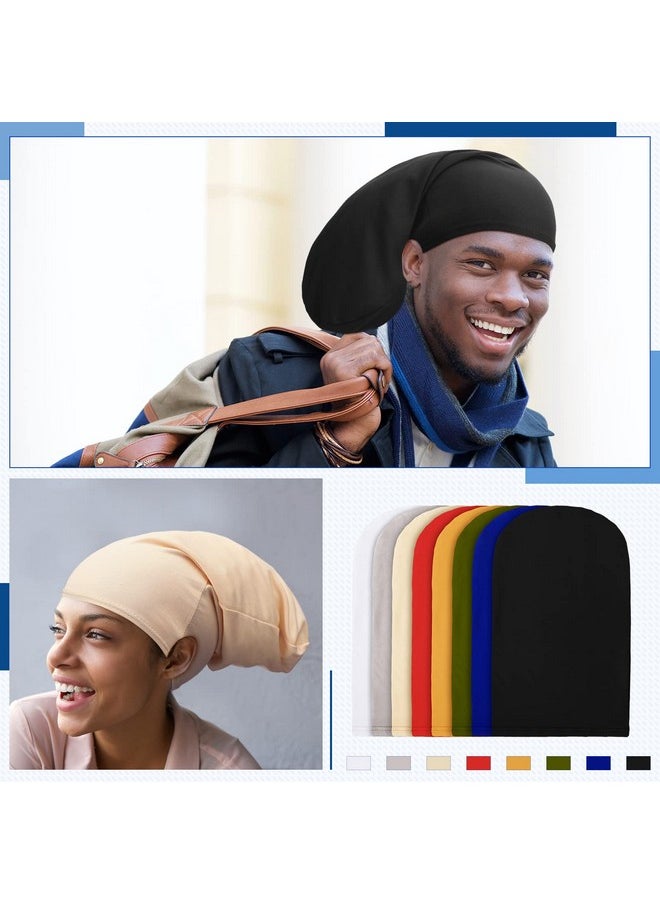 Janmercy - 8 Pieces Unisex Dreadlock Cap Dreadlock Spandex Cap Long Hair Dreads Head Wrap Sleep Bonnet Full Cover For Men 15 X 9 Inch (Multi Color) - Image 1