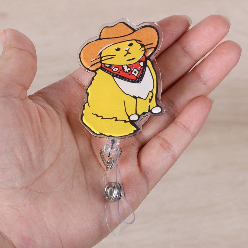 BEZTN Funny Cowboy Cat Nurse Badge Reel, Cute Work Badge Holder with Retractable Clip, Pediatric Badge Buddy, Nursing Student RN LPN CNA MA Medical Worker Teacher Doctor ID Name Badge Clip Accessories - Image 2