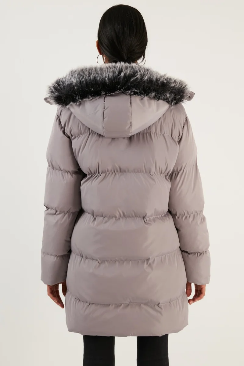 Lela Women's Coat with Faux Fur Collar, Removable Hooded and Pocketed Puffer Coat 5761645