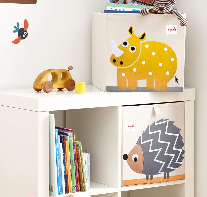 3 Sprouts Cube Storage Box - Organizer Container for Kids & Toddlers - Rhino - Image 3