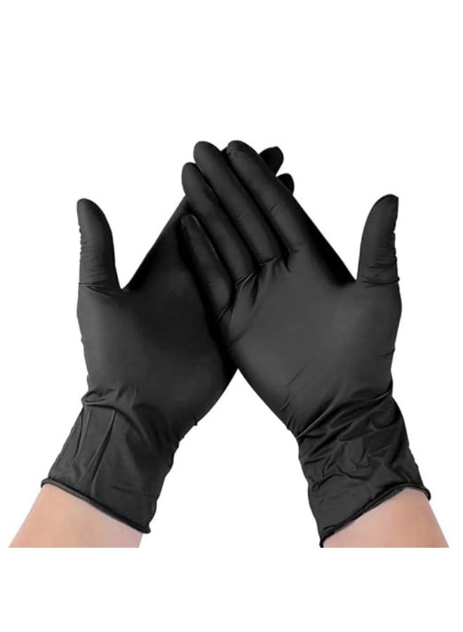 Powder Free Nitrile Hand Gloves (Box of 100) - Non Tearable, Food Grade, CE & FDA Approved - Premium Durable Quality Made in Malaysia - Practical Daily Use - Medium, Black - Image 1