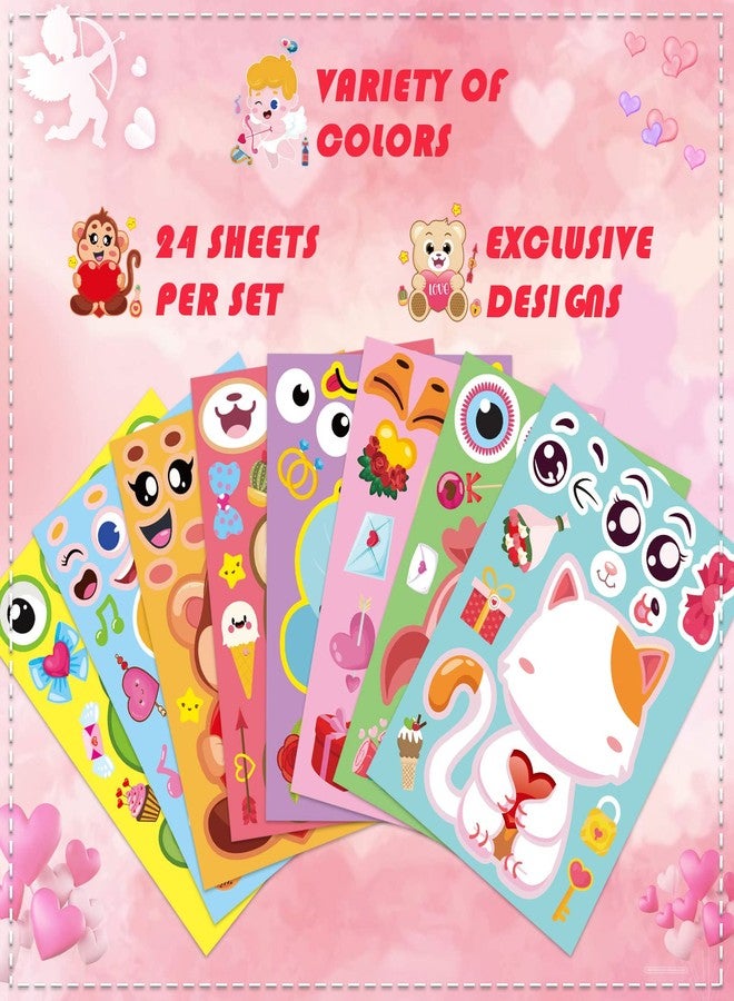 DUJAA 32 Sheets Valentine’s Day Make a Face Stickers, Make Your Own Valentine Stickers for Kids,8 Designs of Animal Little Angel Sticker for Boys Girls Valentine's Day Activities Party Favors Supplies - Image 4