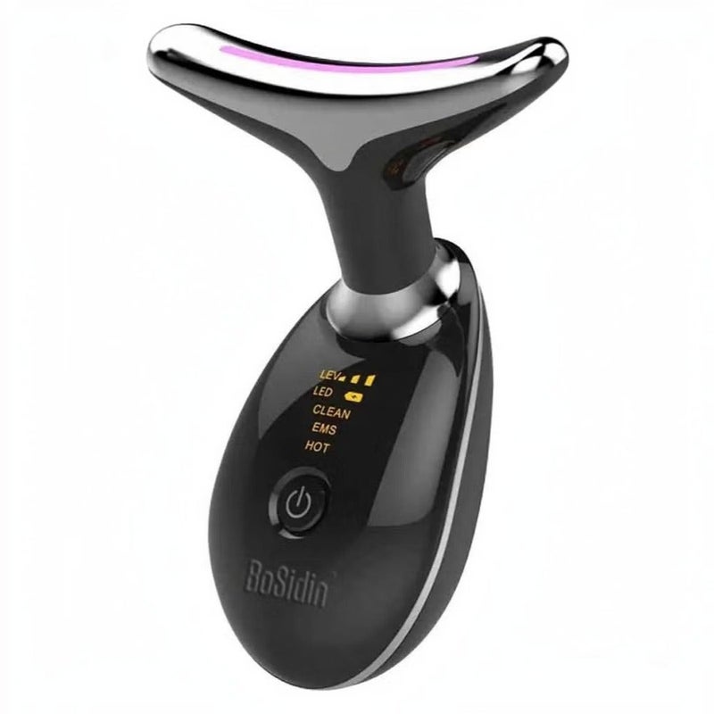 BoSidin 3-in-1 Face & Neck Lifting Massager – EMS Microcurrent, Thermal Heat & LED Therapy for Jawline Contouring & Skin Tightening - Black - Image 1