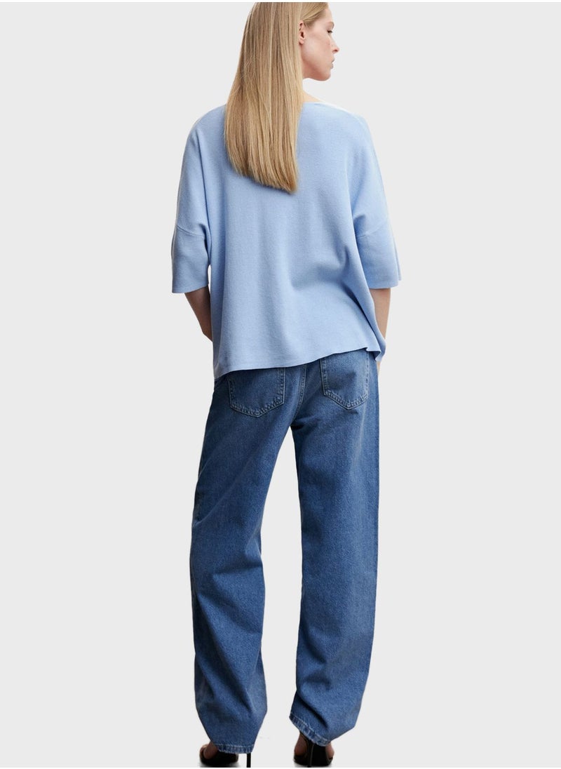 MANGO - V-Neck Knitted Sweater - Image 1