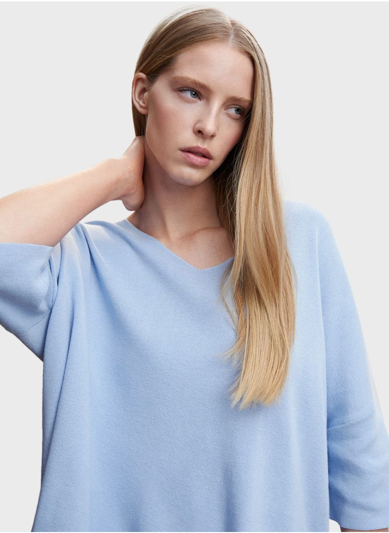 MANGO - V-Neck Knitted Sweater - Image 1