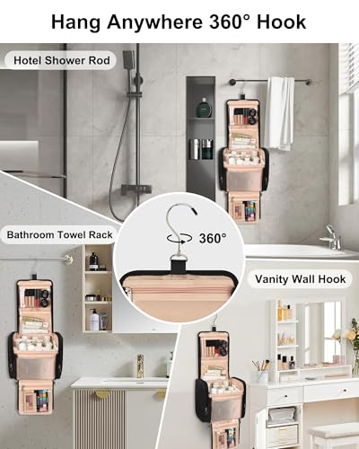 TANTO Hanging Toiletry Bag for Women, Travel Toiletry Bag Standing Toiletry Organizer with Hook Large Makeup Cosmetic Bag Portable Hanging Toiletry Organizer Bags for Full-Size Toiletries, Accessories - Image 3