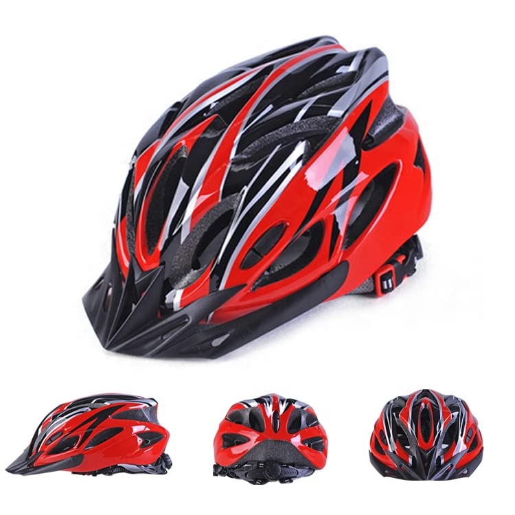 fastped Adjustable Lightweight Mountain, Skating Cycling, Camping, Hiking Bike Helmet (Black and Red) - Image 1