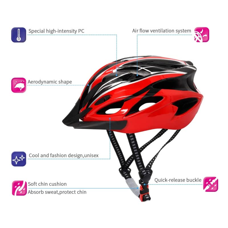 fastped Adjustable Lightweight Mountain, Skating Cycling, Camping, Hiking Bike Helmet (Black and Red) - Image 2