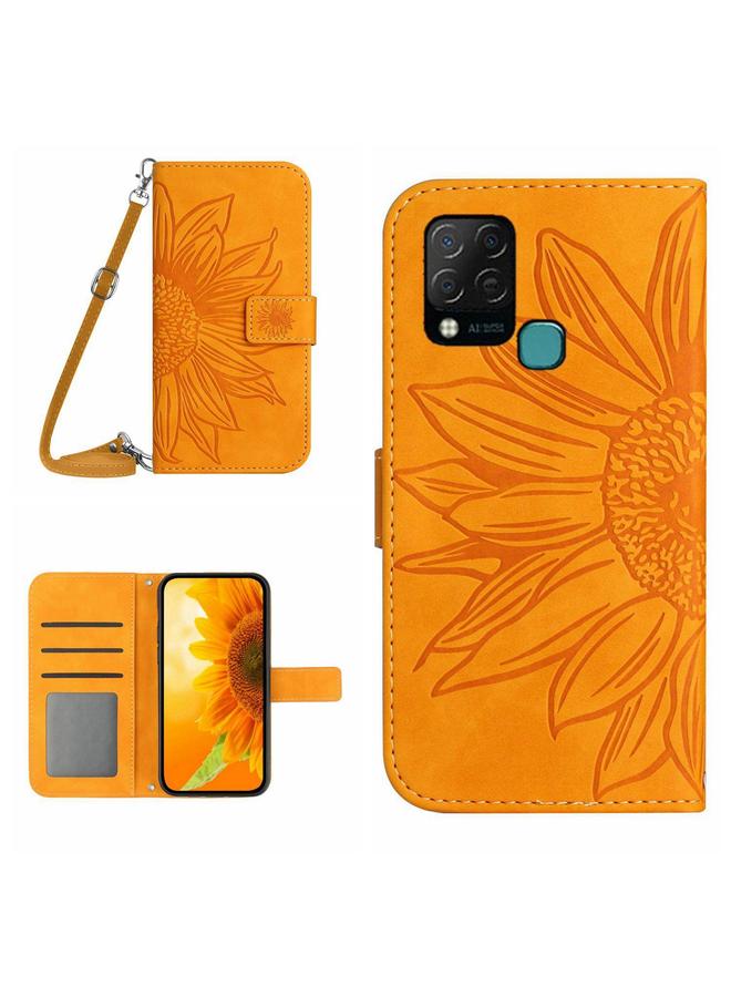 اس-توب جراب لهاتف Infinix Hot 10S / 10S NFC Skin Feel Sun Flower Pattern Flip Leather Phone Case with Rope - Image 1