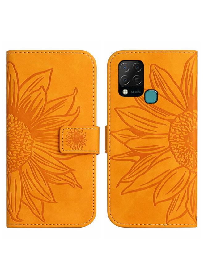 اس-توب جراب لهاتف Infinix Hot 10S / 10S NFC Skin Feel Sun Flower Pattern Flip Leather Phone Case with Rope - Image 2