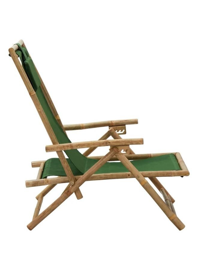 vidaxl Reclining Relaxing Chair Green Bamboo And Fabric  - Image 2