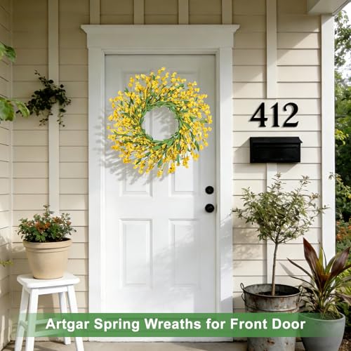 Artgar Front Door Wreath 26 Inch Spring/Summer Wreaths for Front Door, Front Door Wreaths for All Seasons for Indoor Outdoor Home Office Wall Window Wedding Farmhouse Decor (Yellow) - Image 4