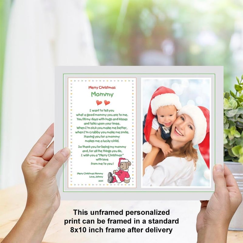 Poetry Gifts Merry Christmas Mommy Gift Poem from Baby Son or Daughter or Twins 8x10 Inch Print Personalized with Names and Photo - Image 4