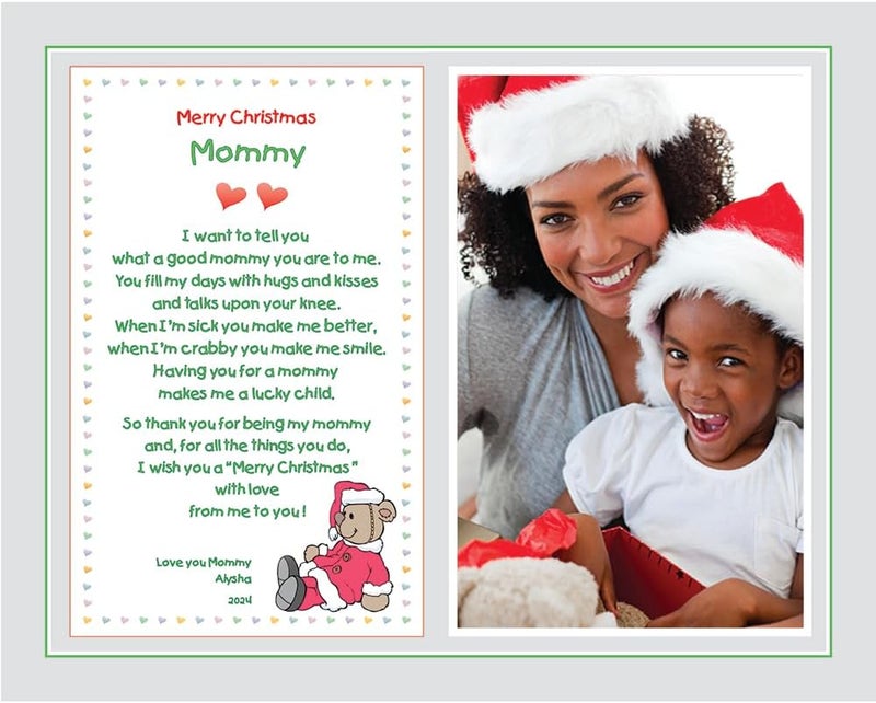 Poetry Gifts Merry Christmas Mommy Gift Poem from Baby Son or Daughter or Twins 8x10 Inch Print Personalized with Names and Photo - Image 2
