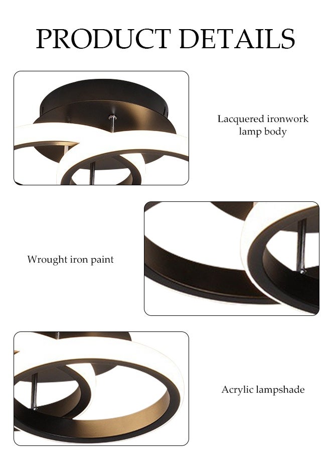 DUNISO LED Ceiling Light，Adjustable in Three Colors，Suitable for Balcony, Hallway, Foyer, Bedroom,Black  - Image 3