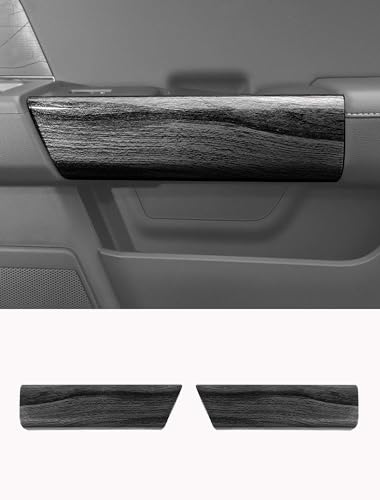 Savadicar Black Wood Grain Interior Accessories Rear Door Handles Trim Cover for Ford F150 2021present Premium Texture Interior Decor Upgrade Kit 2Piece Set - Image 1