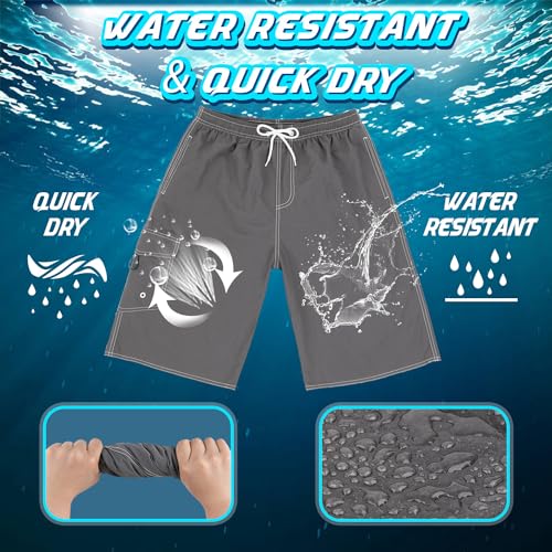 Srnede Mens Swim Trunks Swimming Trunks Swim Shorts Quick Dry 11 Inch with Mesh Lining Funny Swimwear Bathing Suits Grey - Image 4