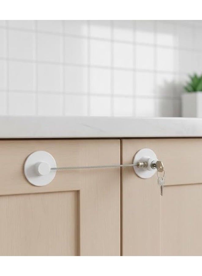 Spaceshoop Refrigerator Lock with Keys Rustproof Freezer Lock 1 White Child Safety Device for Fridges and Cabinets and Windows - Image 2