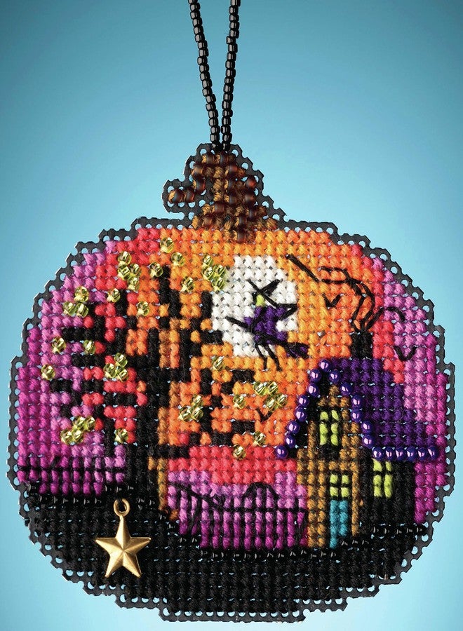 Mill Hill Bewitching Pumpkin Beaded Counted Cross Stitch Halloween Ornament Kit Mill Hill 2020 Painted Pumpkins MH162024 - Image 1