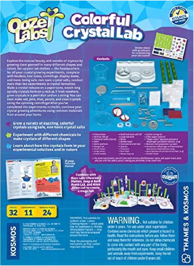 Thames & Kosmos - Ooze Labs Colorful Crystal Lab Stem Experiment Kit & Lab Setup ; Awesome Geometric Crystals Dazzling Displays With 11 Shiny Sparkly Safe Experiments ; Stickers To Decorate Your Lab - Image 1