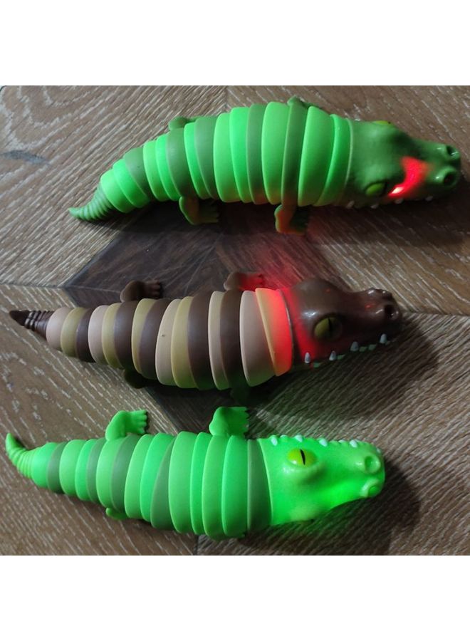 Hot-selling Crocodile Caterpillar Snap Joint Reremovable Children's Toy Decompression Toy-Color:Green "with Lights" Without Packaging  - Image 1