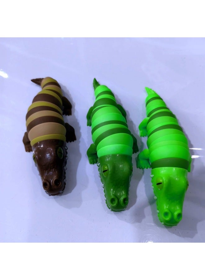 Hot-selling Crocodile Caterpillar Snap Joint Reremovable Children's Toy Decompression Toy-Color:Green "with Lights" Without Packaging  - Image 4