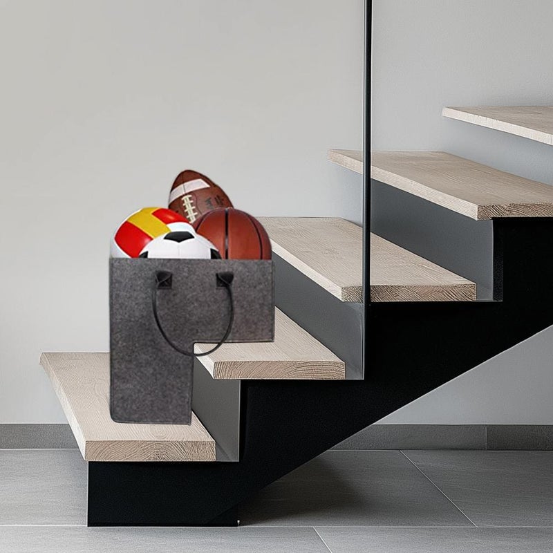 Foldable felt stair basket storage box with leather handle L-shaped stair step bag - Image 5
