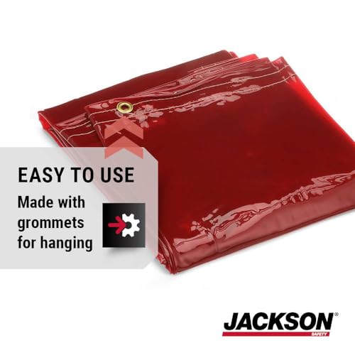 Jackson Safety Wilson 14-Mil See-Thru Welding Curtain (36292), 6 x 6 feet, Orange Vinyl Curtain, Standard Grommets, 1 / Bag, 10 / Case - Image 3