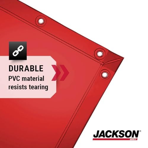 Jackson Safety Wilson 14-Mil See-Thru Welding Curtain (36292), 6 x 6 feet, Orange Vinyl Curtain, Standard Grommets, 1 / Bag, 10 / Case - Image 4