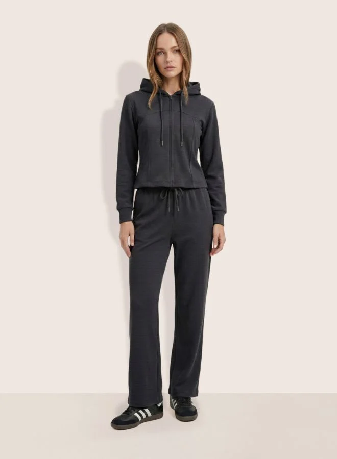 Women Regular Fit Solid Long Sleeve High Rise Sweatshirt and Joggers Co-Ords Set