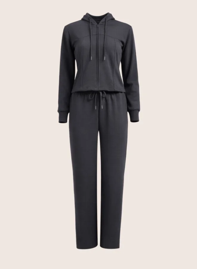 Freehand  Women Regular Fit Solid Long Sleeve High Rise Sweatshirt and Joggers Co-Ords Set  | Best Price UAE