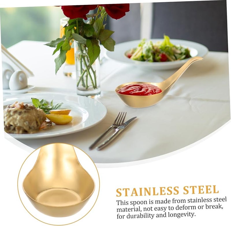 Golden Caviar Spoon For Dessert Ice Cream Serving Deep Design Party Wedding Gathering - Image 3