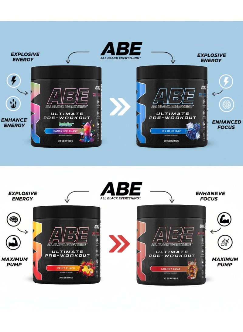 Applied Nutrition Abe Ultimate Pre-workout Food Supplement Icy Blue Raz Flavor 30 Servings 375gm - Image 3
