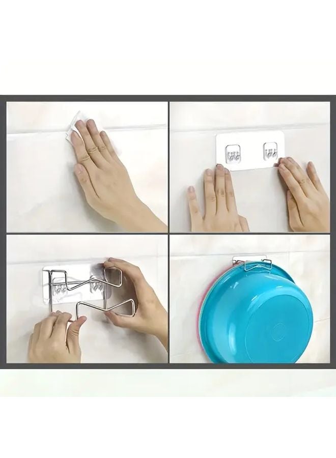 5pcs Stainless Steel Adhesive Hooks Scratch Free Bathroom Wall Mounted Space Saving - Image 5
