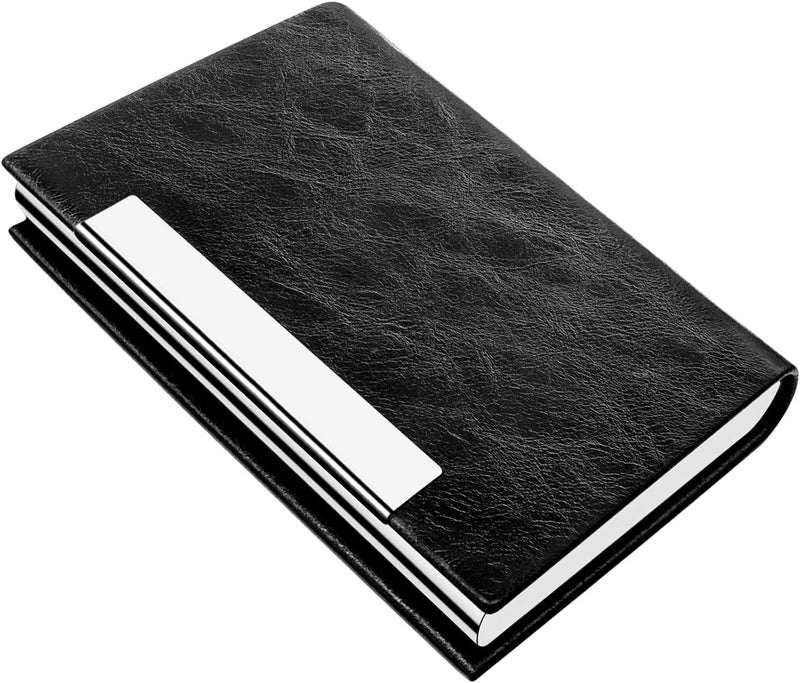 Padike Business Card Holder, Faux Leather Wallet with RFID Protection, V-Black, Unisex - Image 1