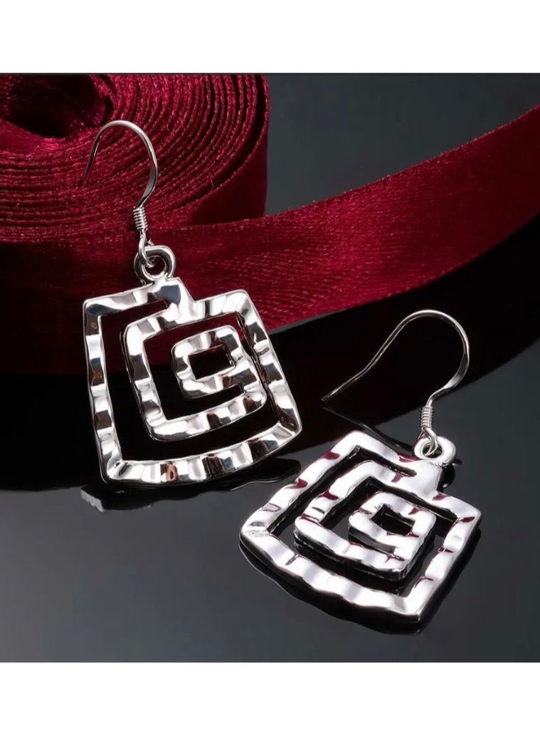 NEW STYLE Elegant 925 Silver Plated Bracelet & Earrings Set For Women - Image 2