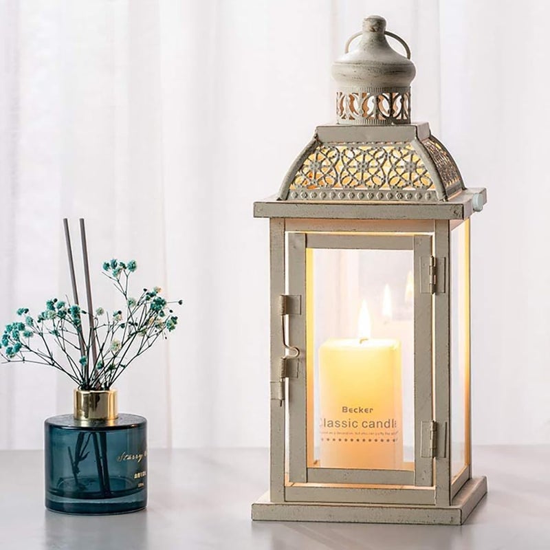 NEEDOMO 144 Lanterns Decorations Indoor Hanging Candle Lantern Outdoor Vintage Large Lantern Decor with Clear Glass Metal Candle Holder for Home Table Patio Rustic Farmhouse Wedding Christmas