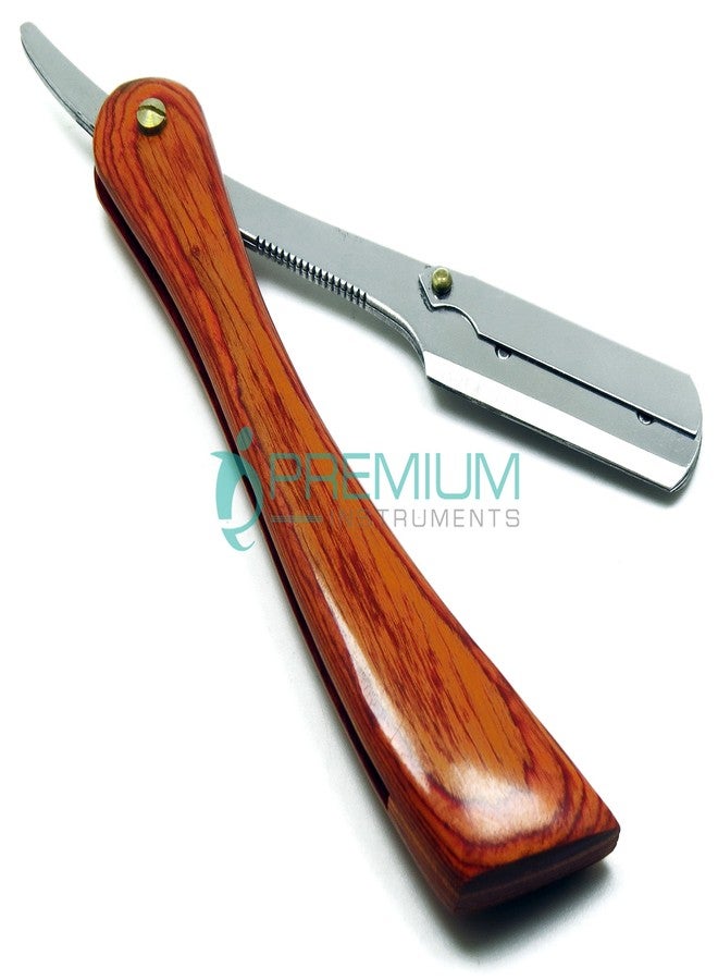 PREMIUM INSTRUMENTS Polished Fine Wooden Handle Straight Shaving Barber Razors (Limited Edition) - Image 1