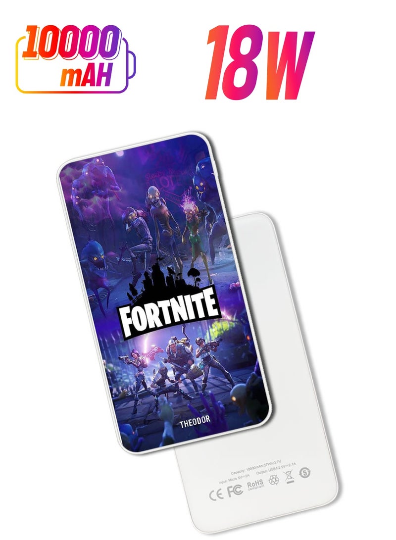 Theodor 10,000 mAh Super Fast Charging Ultra Compact Power Bank with Quick Charge & Power Delivery, Portable Charger For iPhone and Android Fortnite - Image 1