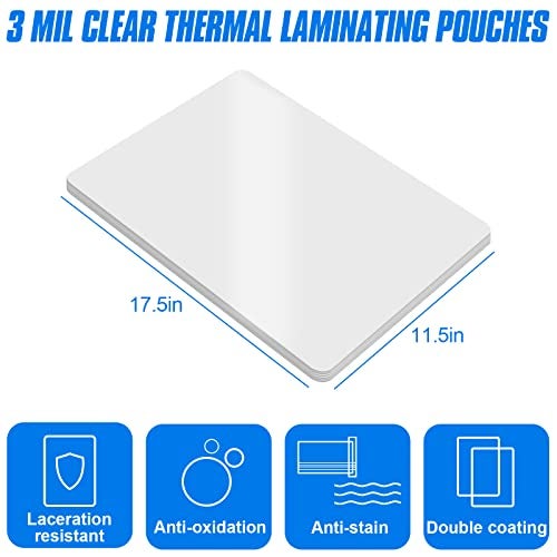 HERKKA 100 Pack Laminating Sheets, Hold 11 x 17 Inch Sheet, 3 Mil Clear Thermal Laminating Pouches 11.5 x 17.5 Inch Lamination Sheet Paper for Laminator, Round Corner - Image 2