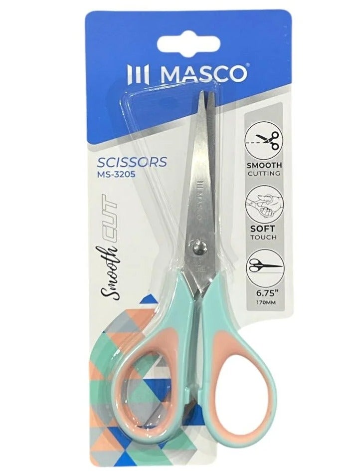 ماسكو مقص ماسكو من الفولاذ المقاوم للصدأ، طوله 6.75 بوصة (170 مم) بمقبض ناعم الملمس - قص سلس | الموديل MS-3205 - Image 2