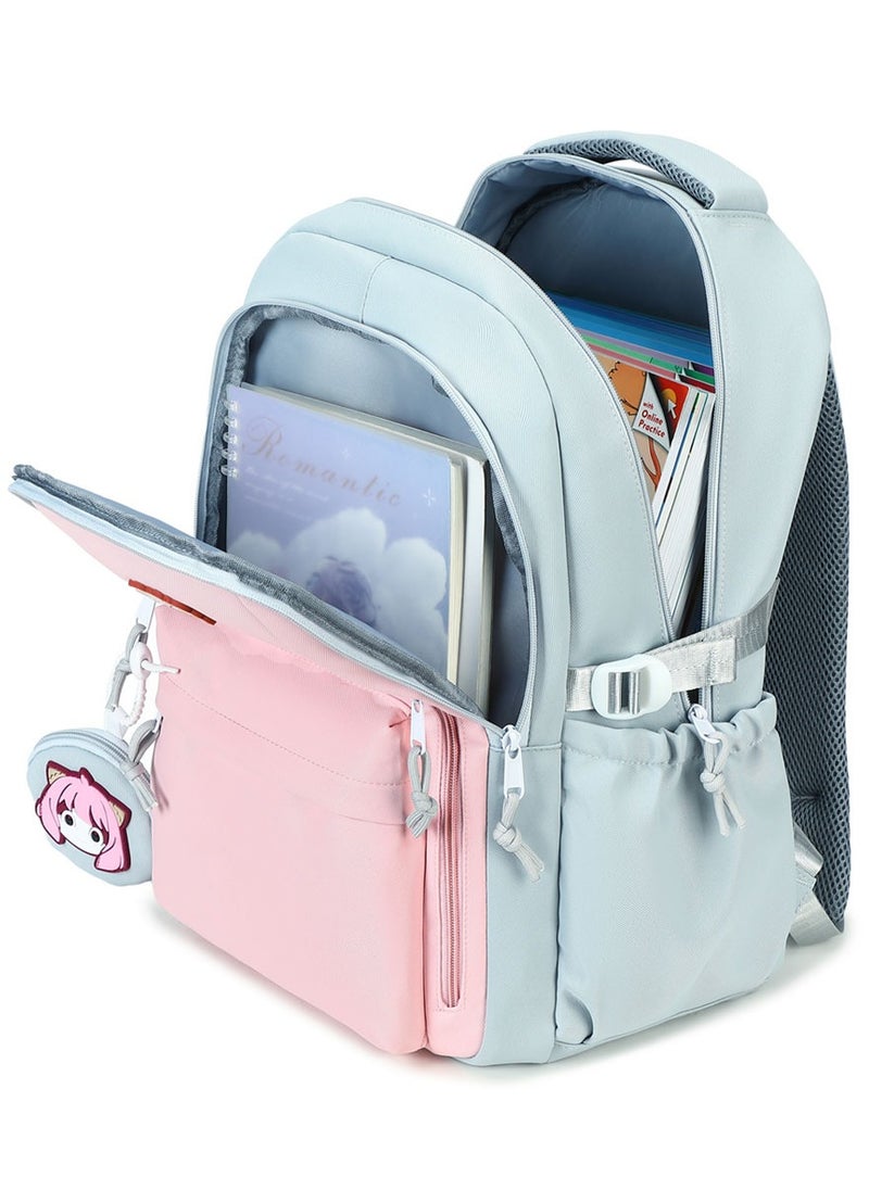 Generic - 607 Lightweight Laptop School Travel Multi-pocket Multi-Compartment Large Capacity Women's Water-resistant Collage Daily Use Backpack Bag - Pink - Image 1